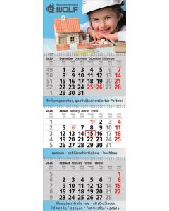 3 Monats-Wandkalender Exclusiv 3 mit Wire-O-Bindung