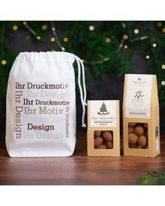 1 Faltschachtel und 1 Mini Faltschachtel im Baumwollsäckchen