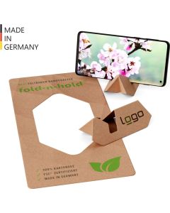 Handyständer fold-n-hold® mit Trägerkarte DIN lang - FSC® Holz - inkl. Digitaldruck