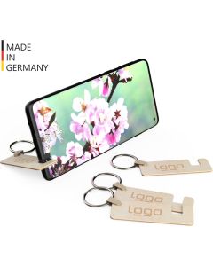 Handyhalter Standy mit Schlüsselanhänger - FSC® Holz - inkl. Lasergravur