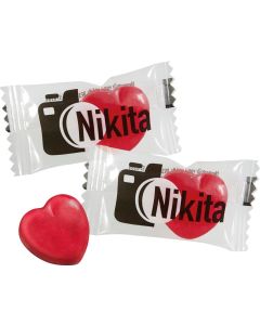 Herz-Bonbons im Flowpack