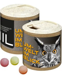 Papier-Werbedose mit XS-Bären Company Fruchtbonbons, 85g