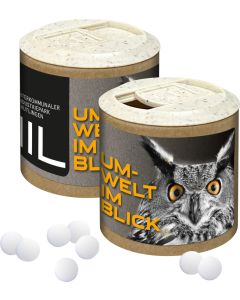Papier-Werbedose mit Pfefferminzpastillen, 72g