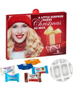 Premium Präsent BUSINESS mit Ritter Sport Schokowürfel & Milka Zarte Momente & Kinder-Schokolade & Kinder Bueno Mix