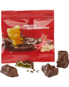 Schoko-Fruchtgummi-Bären im konventionellen Tütchen