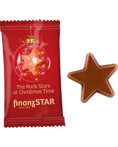 Schoko-Stern im Standard-Flowpack