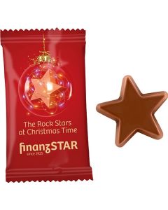 Schoko-Stern im Standard-Flowpack