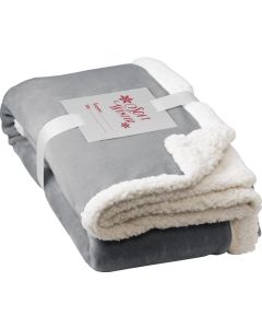 Wendbare Fleecedecke Heiden mit Satinband und personalisierter Karte