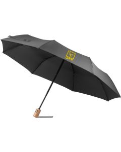 Faltbarer Regenschirm aus rPET mit Holzgriff River
