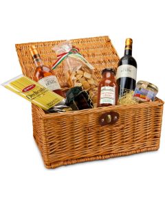 Präsenteset: Mediterrane Vielfalt, Weidenkorb mit 7 Spezialitäten