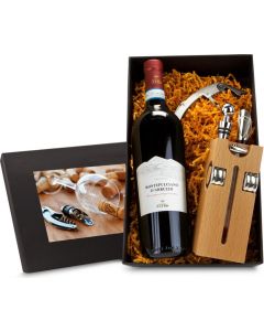 Präsenteset: Buche-Block mit Wein