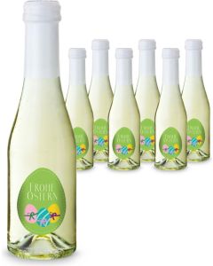 Oster-Piccolo - 6 x Secco Piccolo 0,2 l - Flasche klar, Kapsel weiß