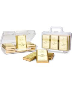 Goldkoffer mit 12 Goldbarren, Edelvollmilch-Schokolade (120 g)