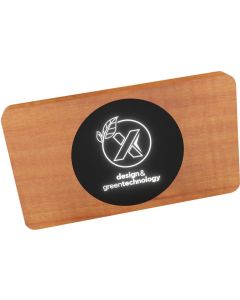 SCX.design P37 5000 mAh kabellose Powerbank aus Holz mit Leuchtlogo