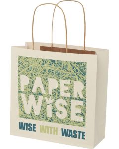 Papiertüte aus landwirtschaftlichen Reststoffen mit gedrehten Griffen – klein