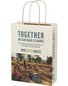 Papiertüte aus landwirtschaftlichen Reststoffen mit gedrehten Griffen – mittel