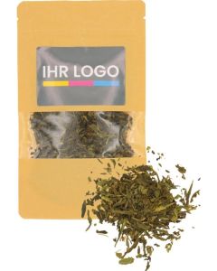 Grüner Tee verpackt im Doypack Beutel - inkl. Werbedruck