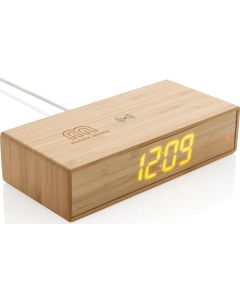 Wecker mit 5W Wireless Charger aus Bambus