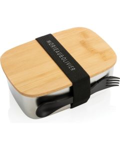 Stainless Steel Lunchbox mit Bambus-Deckel und Göffel