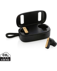 TWS-Ohrhörer aus recyceltem RCS-Kunststoff und Bambus