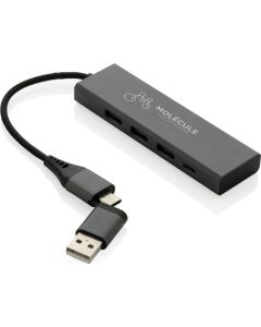 Terra Hub aus RCS recyceltem Aluminium mit 3 USB-Anschlüssen