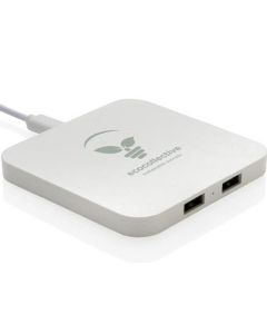 10W Wireless Charger aus RSC recycl. Kunststoff mit Dual-USB