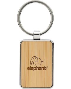 Eckiger Schlüsselring aus RCS rec. Zinklegierung mit Bambus