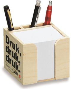 Holz-Zettelbox natur mit Köcher