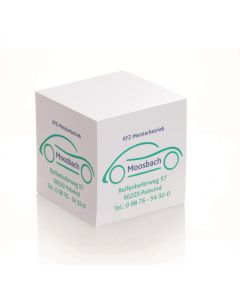 Zettelblock 10x10x10 cm mit 1-4c Werbedruck