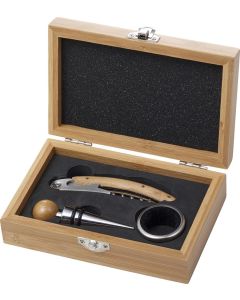 Weinset aus Bambus und Stahl Leonie