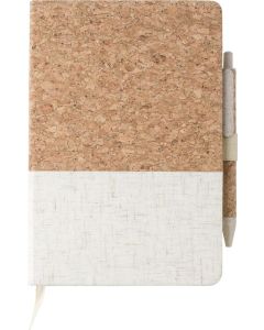 Cork-Line Notizbuch aus Kork und Leinen, mit Kugelschreiber aus Weizenstroh Kenzo