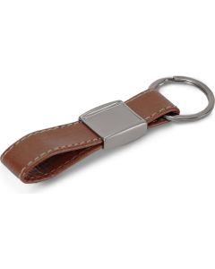 Schlüsselring Metall, echtes Leder