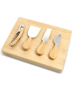 4er-Set für Käse und Wein aus Bambus