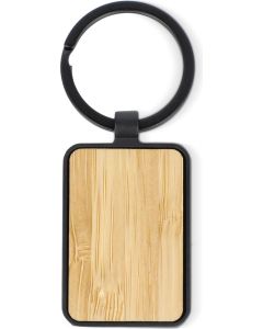 Schlüsselanhänger aus Bambus und Metall rechteckig