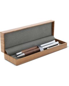 Set Kugelschreiber und Rollerball aus Metall Nussbaumholz in Geschenkbox