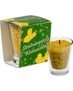 Kerzenglas mit Bienenwachsgranulat - inkl. Werbedruck