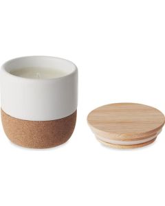 Kerze im Steinguttopf