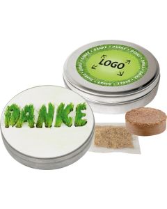 Wachsendes Dankeschön - Zimmerrasen - inkl. 1-4 c Logo-Digitaldruck