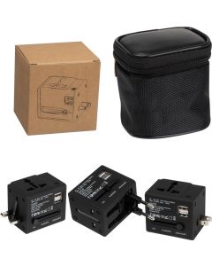 Gummierter Reiseadapter in einem Etui