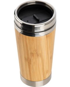 Edelstahlbecher mit Bambussummantelung, 400 ml
