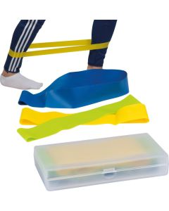 Elastische Fitnessbänder in einer Kunststoffbox