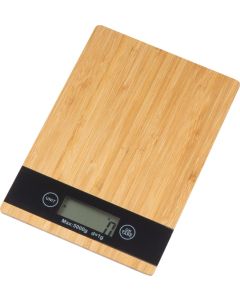 Küchenwaage aus Bambus mit schwarzem Display