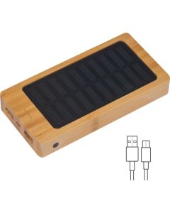 Solar Powerbank aus Bambus mit 8.000 mAh