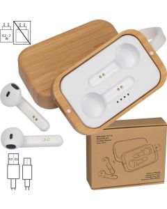 Bluetooth Kopfhörer in einer Bambusbox