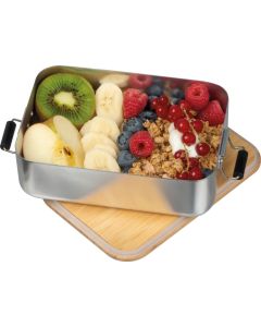 Brotzeitbox aus Aluminium mit Bambusdeckel