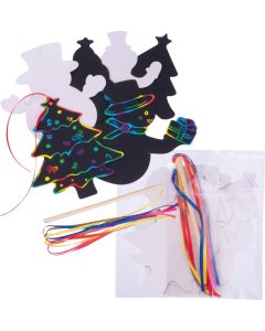 Kratzpapier Ornamente Set zum Aufhängen