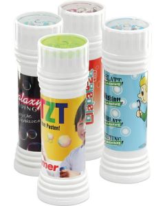 Seifenblasenspiel, mit individuellem Aufkleber