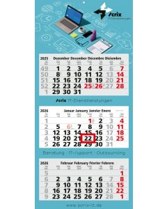 3-Monatskalender Maxi Light 3 Express (Mehrblock) - inkl. Druck