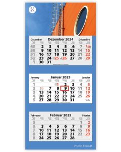 3-Monats Faltkalender Tres-Deluxe Plus, inkl. Druck