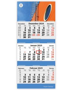 3-Monats Faltkalender Tres-Deluxe Ring-Wire, inkl. Druck